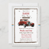 Uitnodiging voor klassieke auto vintage baby showe (Voorkant)