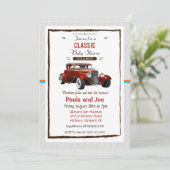 Uitnodiging voor klassieke auto vintage baby showe (Staand voorkant)