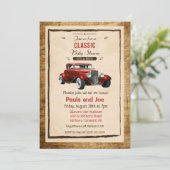 Uitnodiging voor klassieke auto vintage baby showe (Staand voorkant)