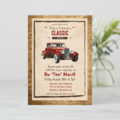 Uitnodiging voor klassieke auto vintage pensioneri (Staand voorkant)