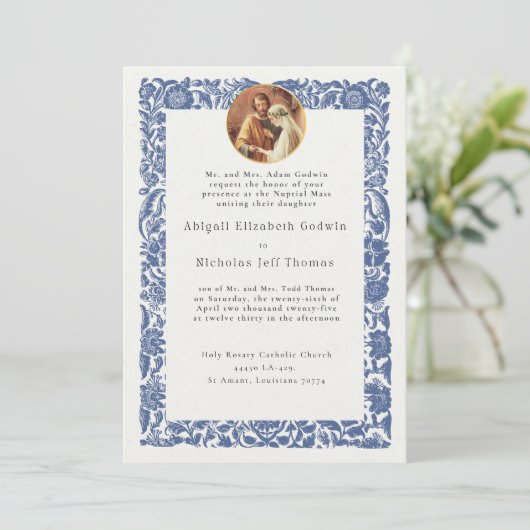 Uitnodiging voor klassieke bruiloft (Staand voorkant)