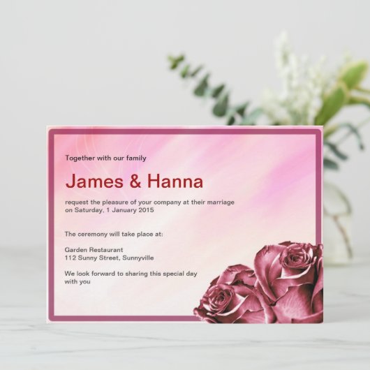 Uitnodiging voor klassieke bruiloft (Staand voorkant)