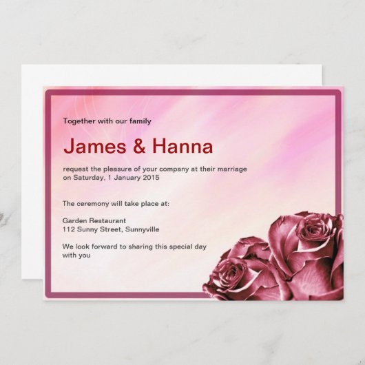 Uitnodiging voor klassieke bruiloft (Voorkant / Achterkant)