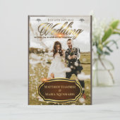 Uitnodiging voor klassieke bruiloft (Staand voorkant)