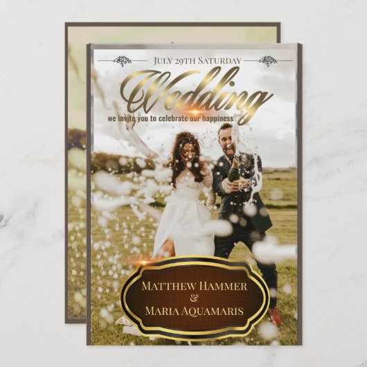 Uitnodiging voor klassieke bruiloft (Voorkant / Achterkant)