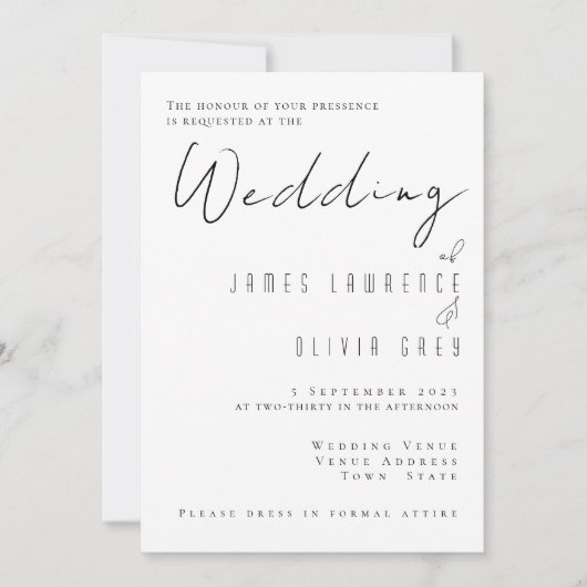Uitnodiging voor klassieke bruiloft (Voorkant)