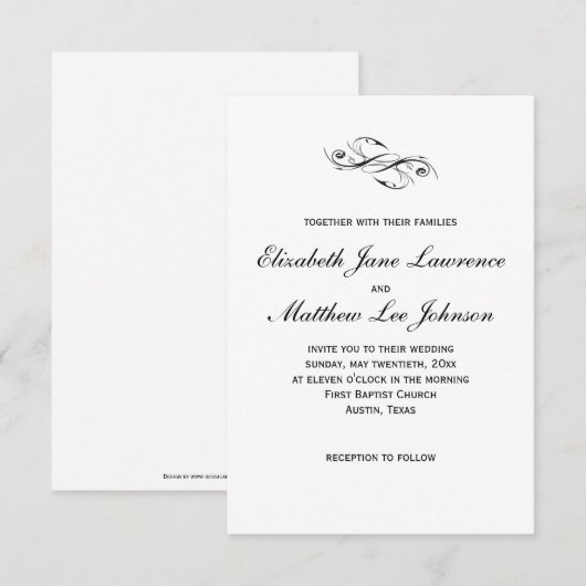 Uitnodiging voor klassieke bruiloft (Voorkant / Achterkant)