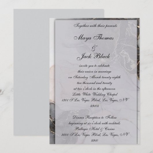 Uitnodiging voor klassieke bruiloft (Voorkant / Achterkant)