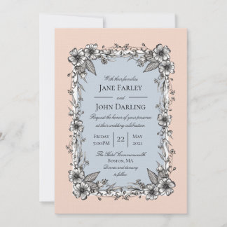 Uitnodiging voor klassieke Floral Wedding