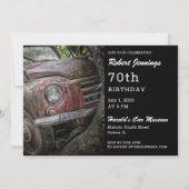 Uitnodiging voor klassieke Oude Clunker Birthday (Achterkant)