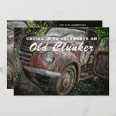 Uitnodiging voor klassieke Oude Clunker Birthday (Voorkant / Achterkant)