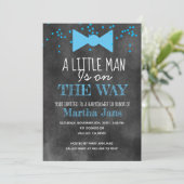 Uitnodiging voor klein man-baby shower van Chalkbo (Staand voorkant)