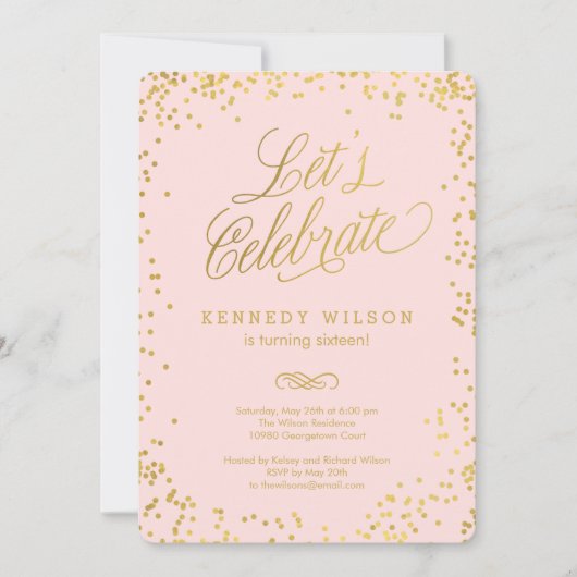 Uitnodiging voor kleine Confetti Editable Color Pa (Voorkant)