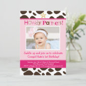 Uitnodiging voor kleine Cowgirl (Staand voorkant)