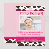 Uitnodiging voor kleine Cowgirl (Voorkant / Achterkant)