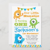 Uitnodiging voor kleine monsters, 1e verjaardagsfe (Voorkant)