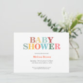 Uitnodiging voor kleurrijk baby shower (Staand voorkant)