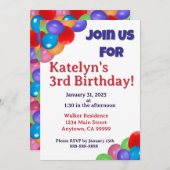 uitnodiging voor kleurrijke ballonnen (Voorkant / Achterkant)