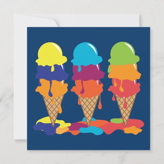 Uitnodiging voor kleurrijke Ice Cream-partij (Achterkant)