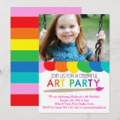 Uitnodiging voor kleurrijke kunstpartij (Voorkant / Achterkant)