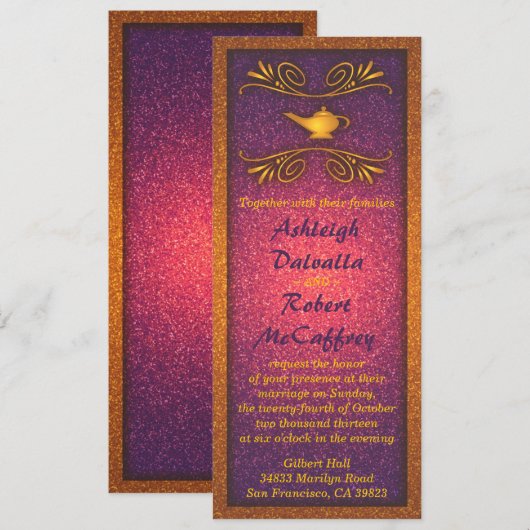 Uitnodiging voor kleurrijke Magic Lamp Wedding (Voorkant / Achterkant)