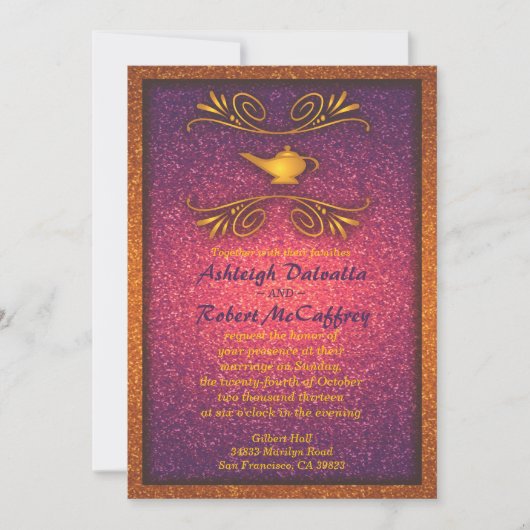 uitnodiging voor kleurrijke Magic Lamp Wedding 2 (Voorkant)