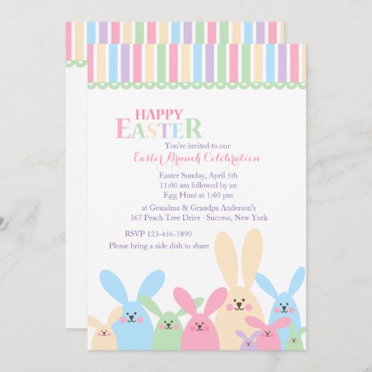 Uitnodiging voor kleurrijke paasbundels (Voorkant / Achterkant)