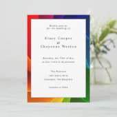 Uitnodiging voor kleurrijke regenboogbruiloft (Staand voorkant)