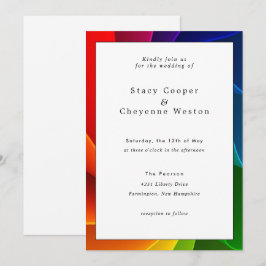 Uitnodiging voor kleurrijke regenboogbruiloft