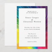 Uitnodiging voor kleurrijke regenboogbruiloft (Voorkant / Achterkant)