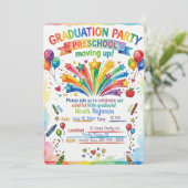 Uitnodiging voor kleuterschool vuurwerk - diploma (Staand voorkant)