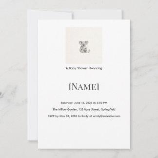 Uitnodiging voor Koala Mini Baby Shower, Bewerkbaa