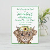 Uitnodiging voor Koe op de hoge bodem Zonnebloemen (Staand voorkant)