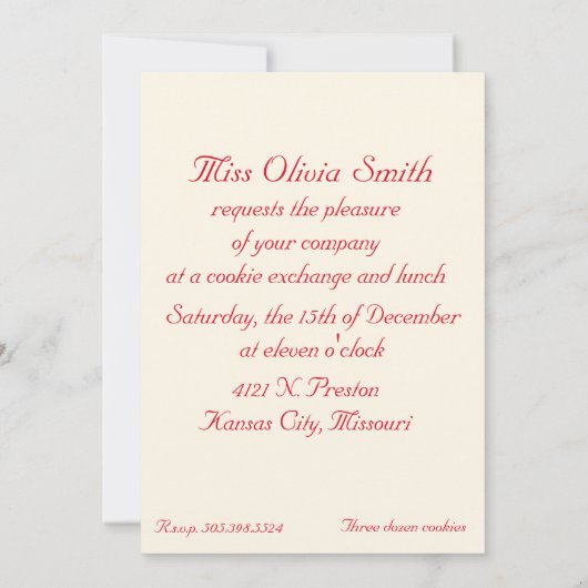 Uitnodiging voor Koekjesuitwisseling (Achterkant)