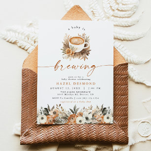 Uitnodiging voor koffie baby shower, een baby is a