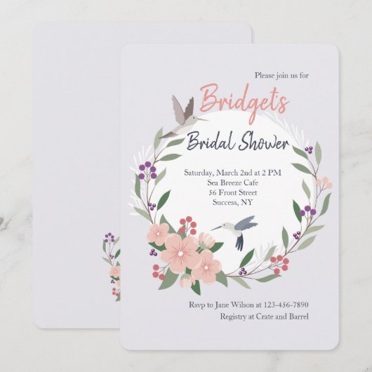 Uitnodiging voor kolibries (Voorkant / Achterkant)