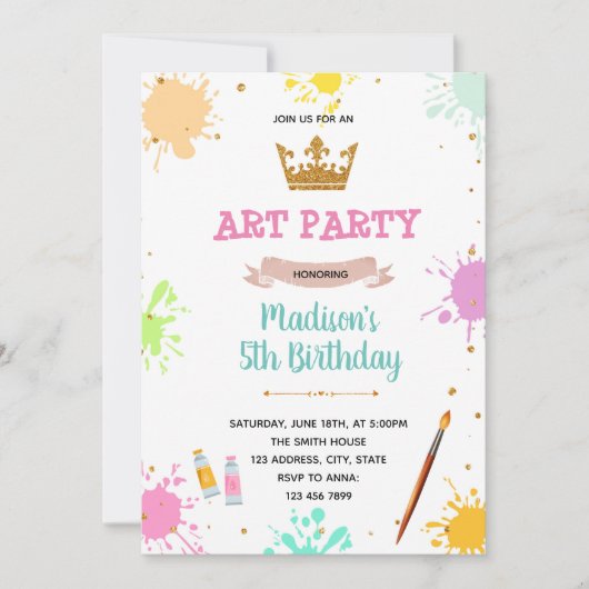 Uitnodiging voor konijnenschilderkonijn (Voorkant)