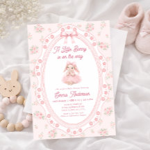 Uitnodiging voor Konijntje Florale Meisje Baby Sho