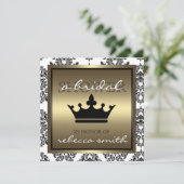 Uitnodiging voor koningin Bridal - zwart en goud (Staand voorkant)