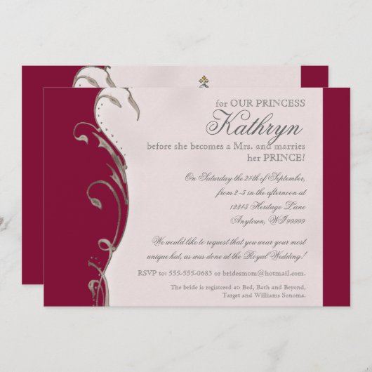 Uitnodiging voor koninginnenweddenschappen (Voorkant / Achterkant)