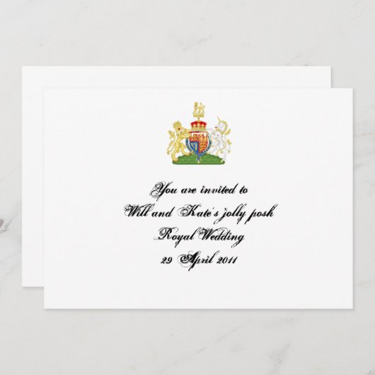 Uitnodiging voor koninklijk huwelijksfeest (Voorkant / Achterkant)