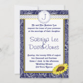 Uitnodiging voor koninklijke blauwe en gele zonneb (Voorkant)