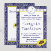 Uitnodiging voor koninklijke blauwe en gele zonneb (Voorkant / Achterkant)