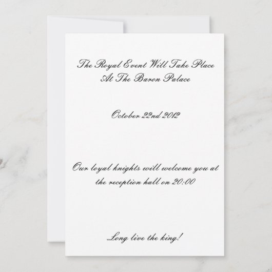 Uitnodiging voor koninklijke bruiloft (Achterkant)