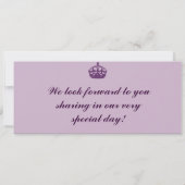 Uitnodiging voor koninklijke Paars om een wedstrij (Achterkant)