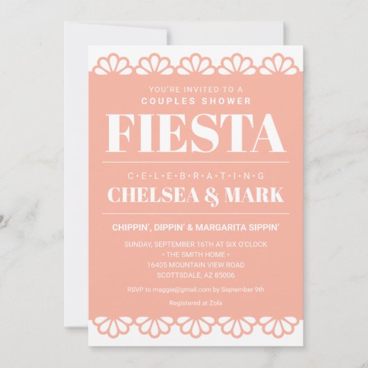 Uitnodiging voor koppel-babyfeest met Papel Picado (Voorkant)