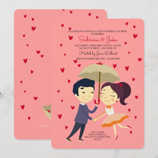 Uitnodiging voor koppel bruisfeest in Love (Voorkant / Achterkant)