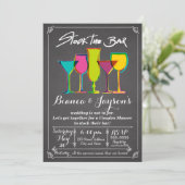 Uitnodiging voor koppel bruisfeest 'Stock the Bar' (Staand voorkant)