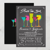 Uitnodiging voor koppel bruisfeest 'Stock the Bar' (Voorkant / Achterkant)
