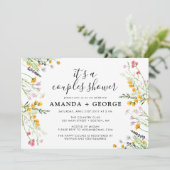 Uitnodiging voor koppel shower feest met wilde blo (Staand voorkant)